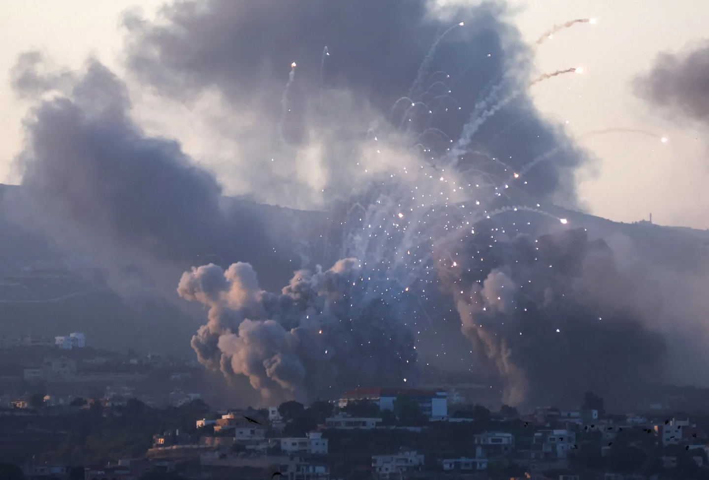 Smoke billows over southern Lebanon following Israeli air strikes